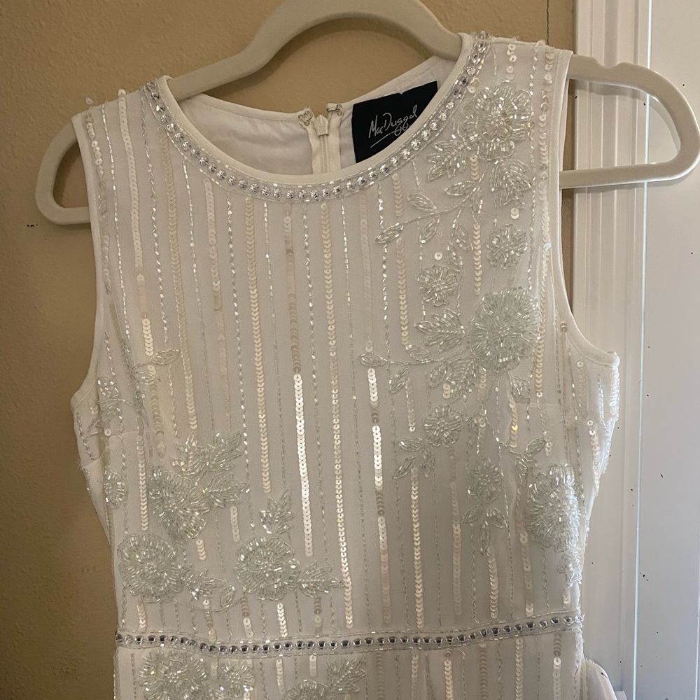 Mac Duggal Cream (NEUTRAL) Dress with Floral Sequins